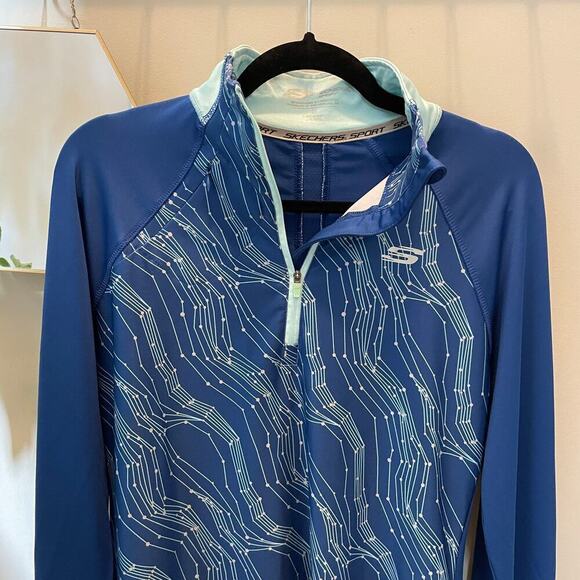 Skechers Sport Long-Sleeve Athletic Top | Blue/Light Blue Pattern, Size S, NWOT - Picture 4 of 8